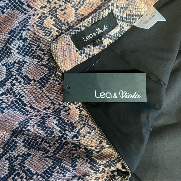 NWT Lea & Viola Pink and Black Snakeskin size small mini skirt 100% polyester - Picture 5 of 8